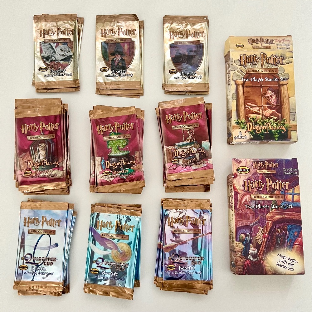 Harry Potter TCG EMPTY Trading Card Wrappers Pack of 75 + 2 EMPTY Card Boxes